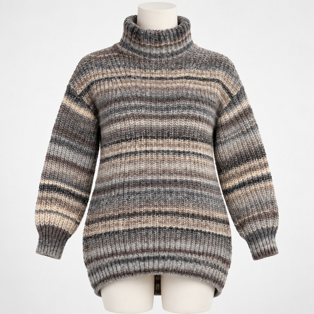 HATCH Collection Wool Blend Maternity Sweater Size 2 Grey Striped Turtleneck